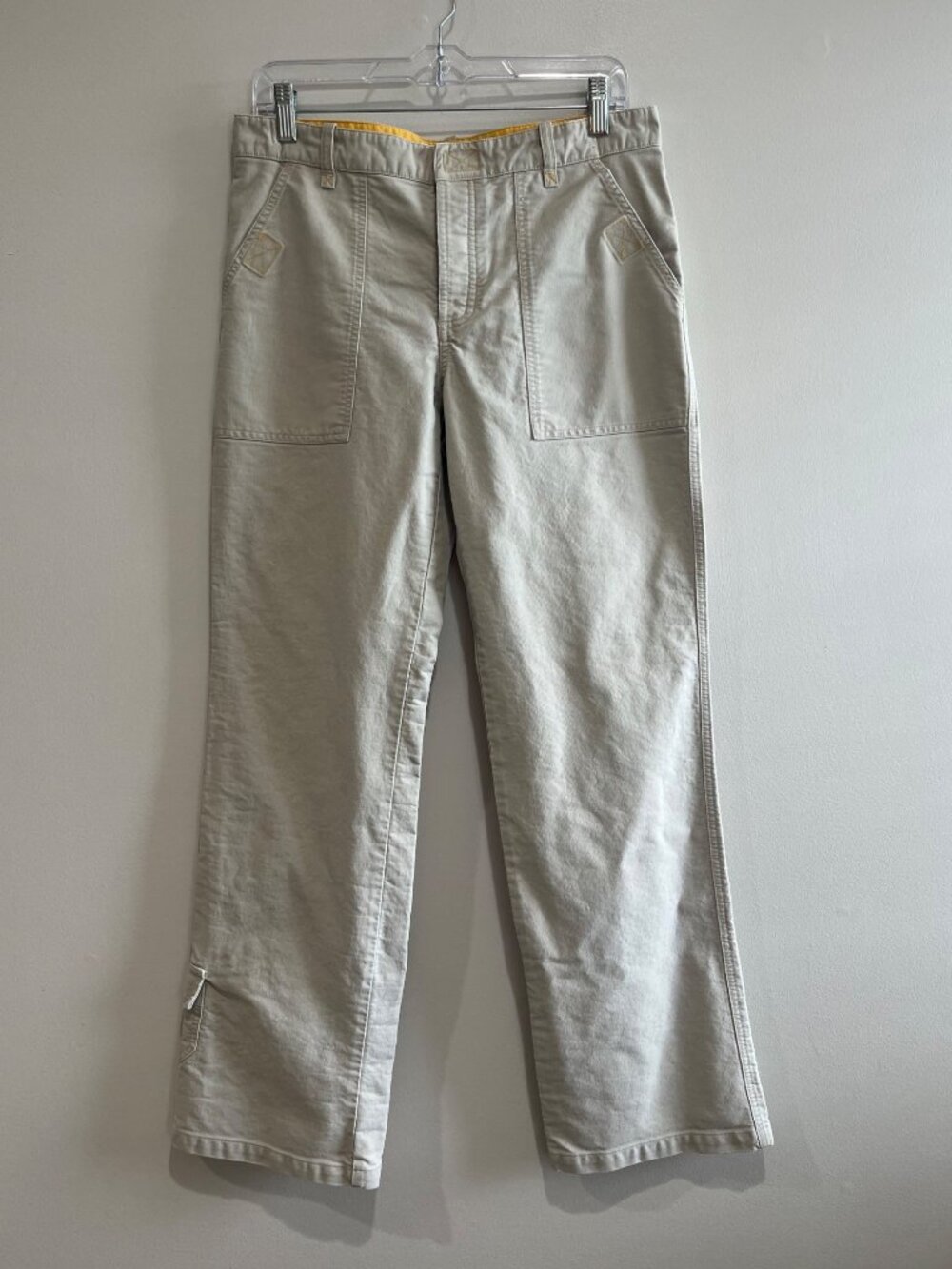 VTG American Eagle Utility Pants Womens 8 Tan Flap Pockets 100% Cotton